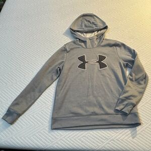 Under Armour Gray Hoodie Pink Quilted Logo Women's Medium M Hooded Sweatshirt